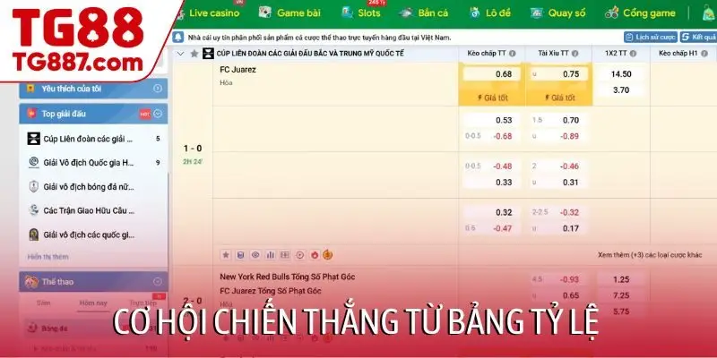 Cơ hội chiến thắng từ bảng tỷ lệ