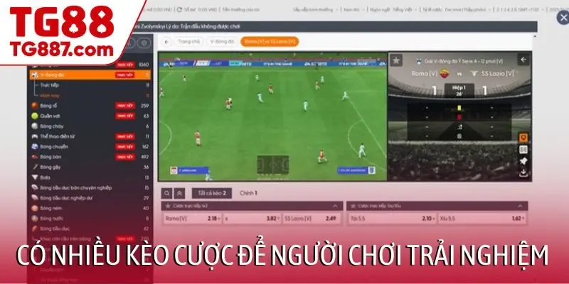 Có nhiều kèo cược để người chơi trải nghiệm tại TG88