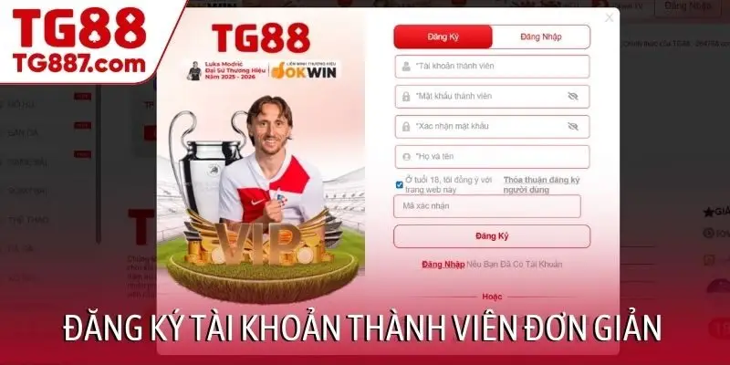 Đăng ký tài khoản thành viên đơn giản