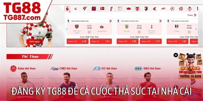 Đăng ký TG88 để cá cược thả sức tại nhà cái