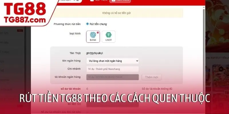Rút tiền TG88 theo các cách quen thuộc